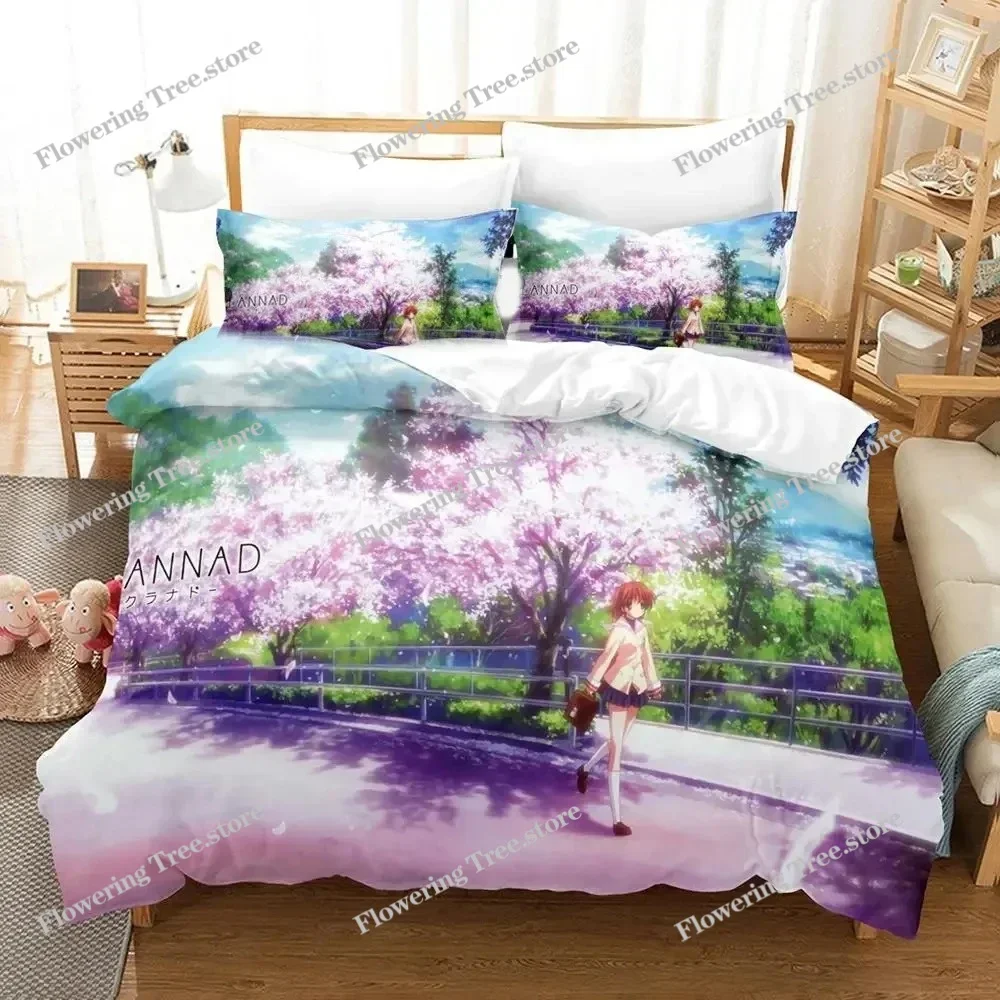 

3D Print Anime CLANNAD Bedding Set Duvet Cover Bed Set Quilt Cover Pillowcase Comforter King Queen Size Boys Adult Bedding Set