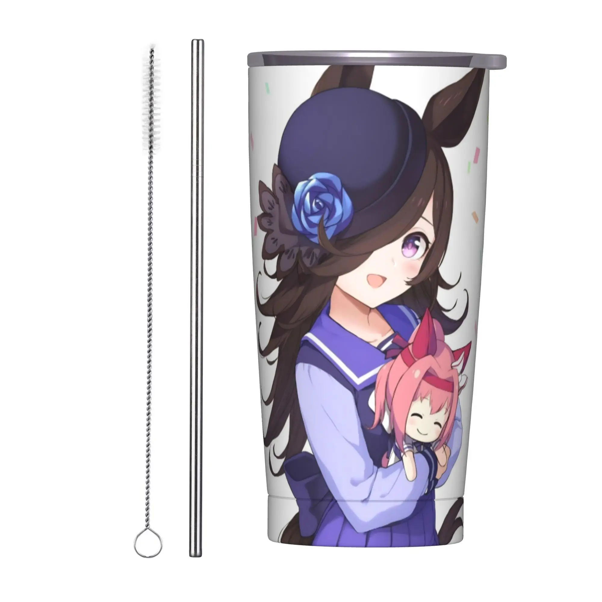 Stainless Steel Tumbler Rice Shower Umamusume Pretty Derby Thermal Mug  Portable Hot Drinks Car Mugs Driving Water Bottle
