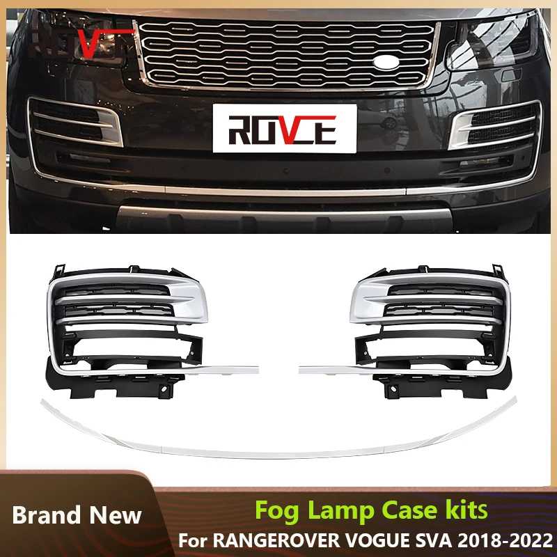 ROVCE Front Fog Light Grille Covers Trim Decoration For Land Rover Range Rover Vogue L405 2018-2021 Car Accessories