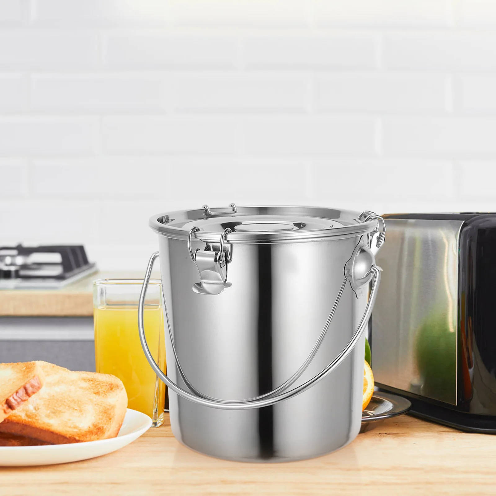 

Sealed Stainless Steel Oil Bucket Milk Container Storage Bucket Large Capacity Water Barrel Kitchen Storage Water Barrel