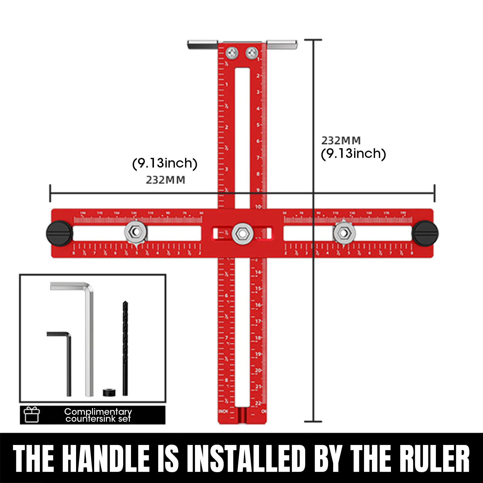 Metric/Inch Handle Template Jig Drill Guide Cabinet Handle Knob Template Locator PunchTool Drawer Installation Positioning Ruler