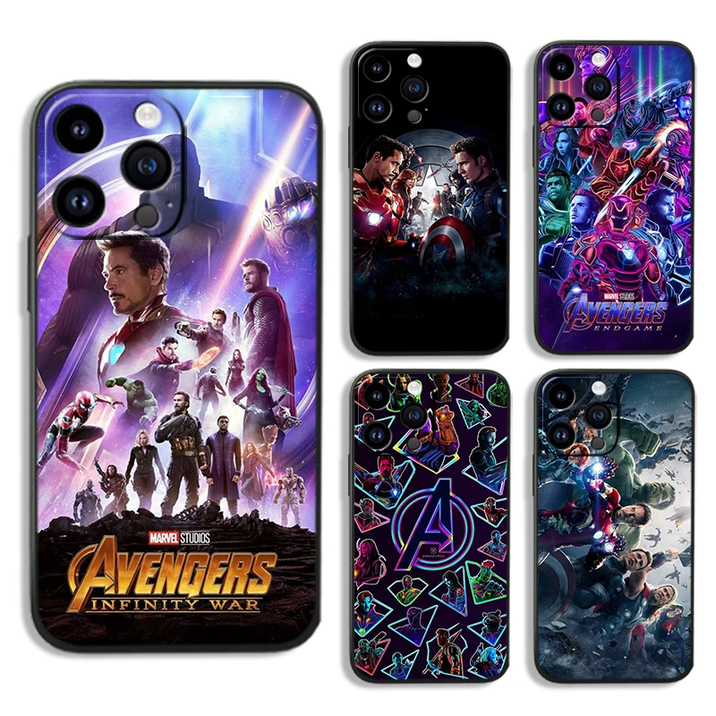 Marvel Super Cool Heroes For Apple iPhone 15 14 13 12 Mini 11 XS XR X 8 7 Pro Max Plus Soft Silicone Black Phone Case