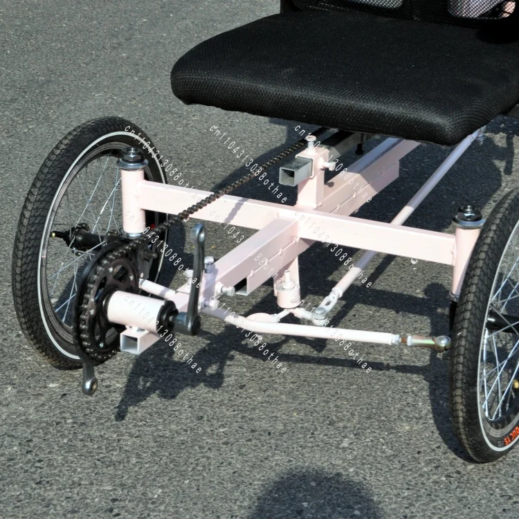 For Middle-aged and Elderly Double Scooter Sightseeing Car Disc Brake 20 Inch Double Tricycle
