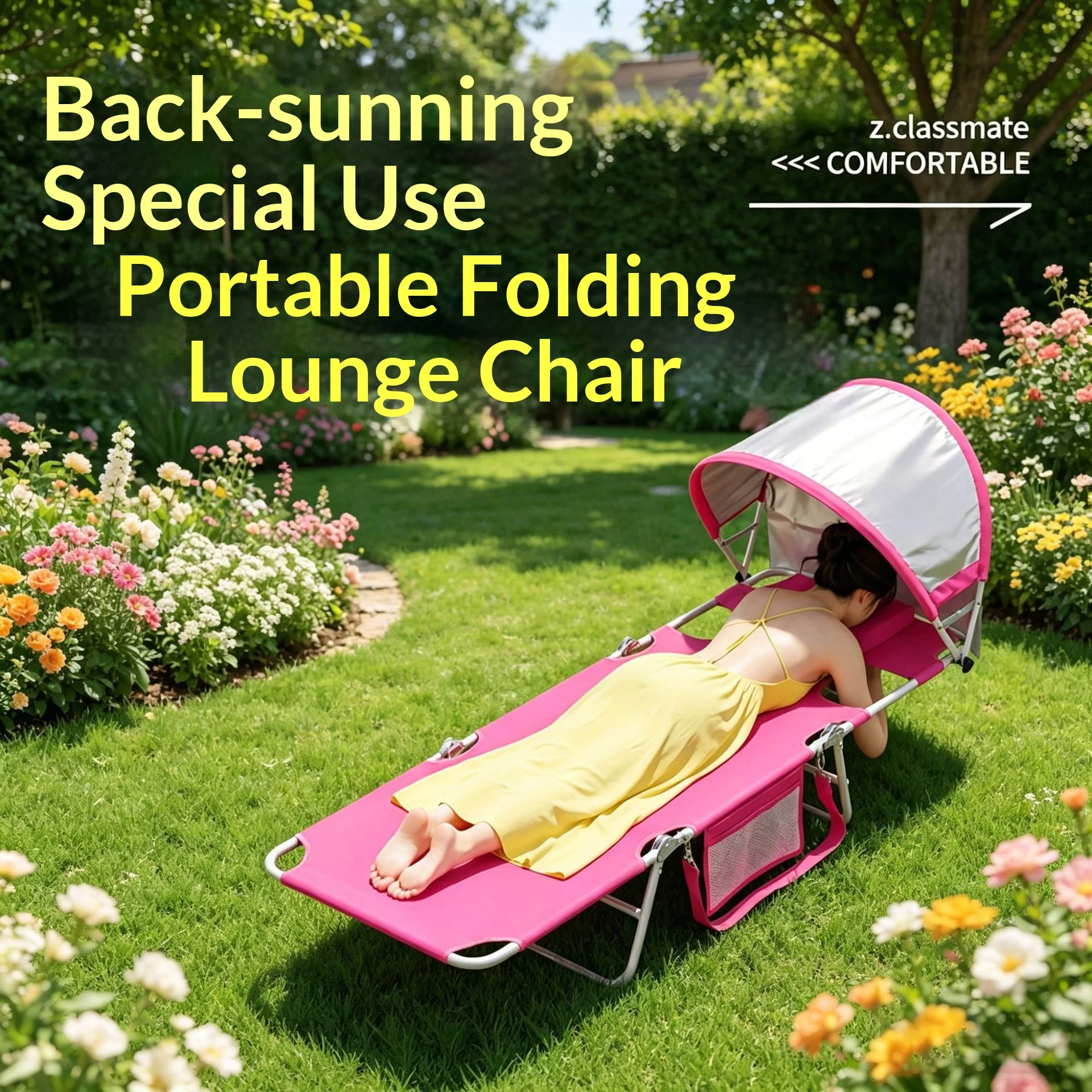 Back sunning, breathable smartphone‑friendly leisure beach lounger; portable camping back‑sunning bed; outdoor folding chair for outdoor chair recliner chair beach chairs