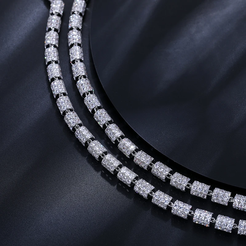 2023 New Arrival Hip Hop Jewelry Punk Style 7mm 925 Sterling Silver VVS Moissanite Diamond Iced Out Link Chain Necklace