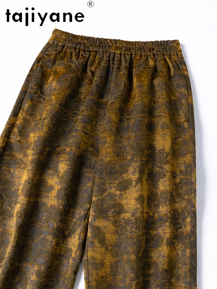 TAJIYANE 79% Seta di gelso 45 Mommes Pantaloni Donna Stile Old Money Pantaloni larghi Pantaloni leggermente svasati Abiti estivi Donna 2025