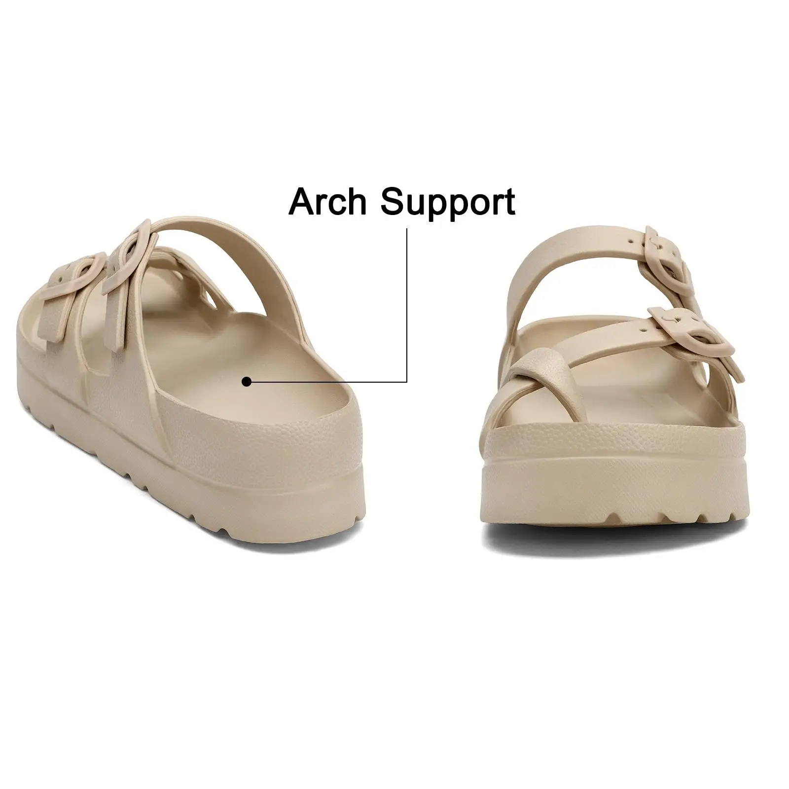 Smile PoP Damen Plateausandalen Sommer Strand Wasserdichte Sandalen Mode Fußgewölbeunterstützung Kissen Slides Weiches Licht EVA Flache Schuhe – Detail 3
