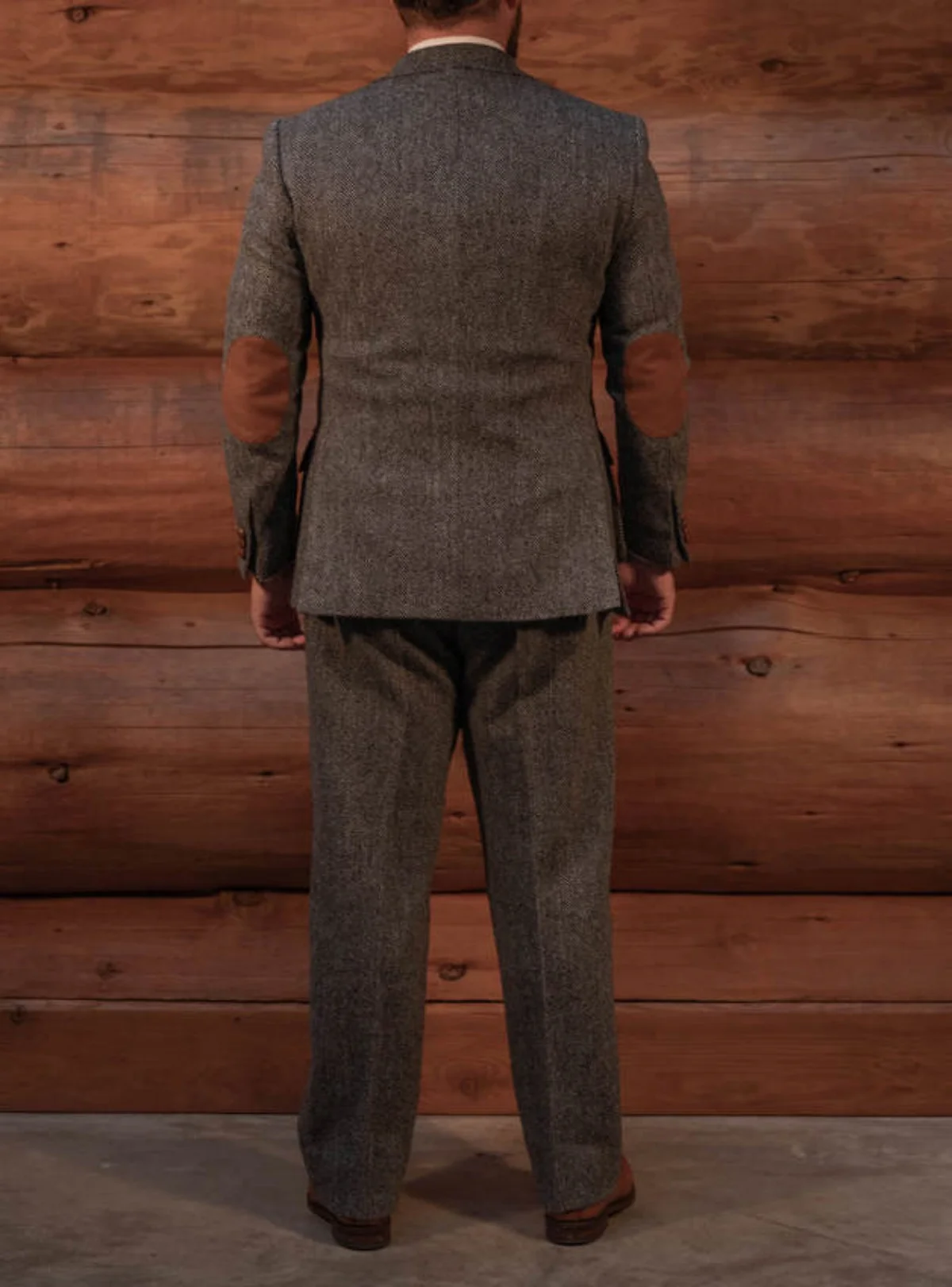 بدلة تويد كلاسيكية باللون البني للرجال بدلة زفاف العريس ملابس رسمية 3 قطع ملابس شتوية سميكة مصنوعة حسب الطلب