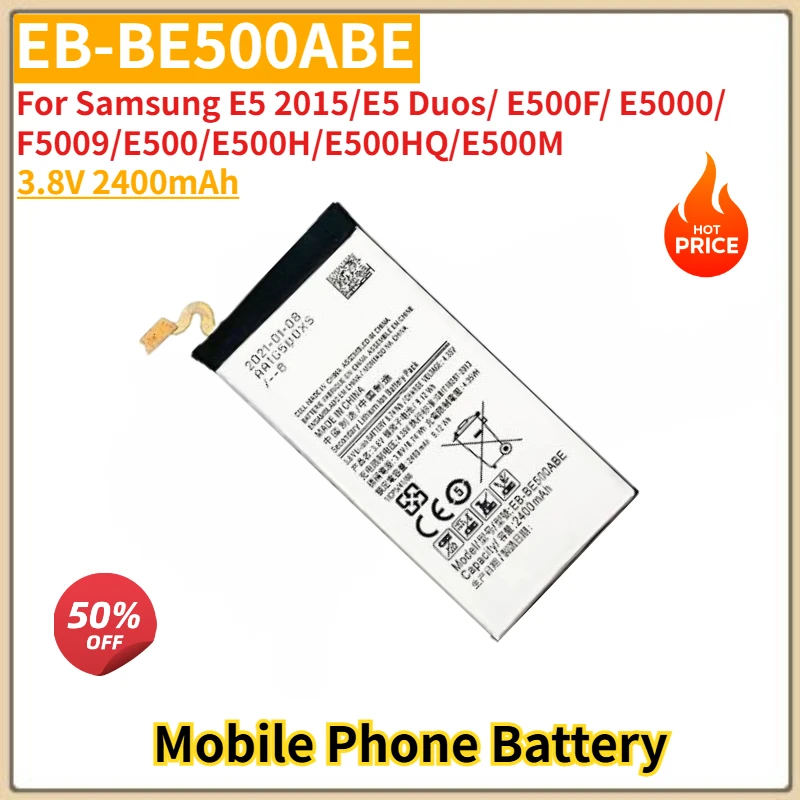 

EB-BE500ABE High Quality Phone Battery 3.8V 2400mAh for Samsung E5 2015/E5 Duos/E500F/E5000/F5009/E500/E500H/E500HQ/E500M