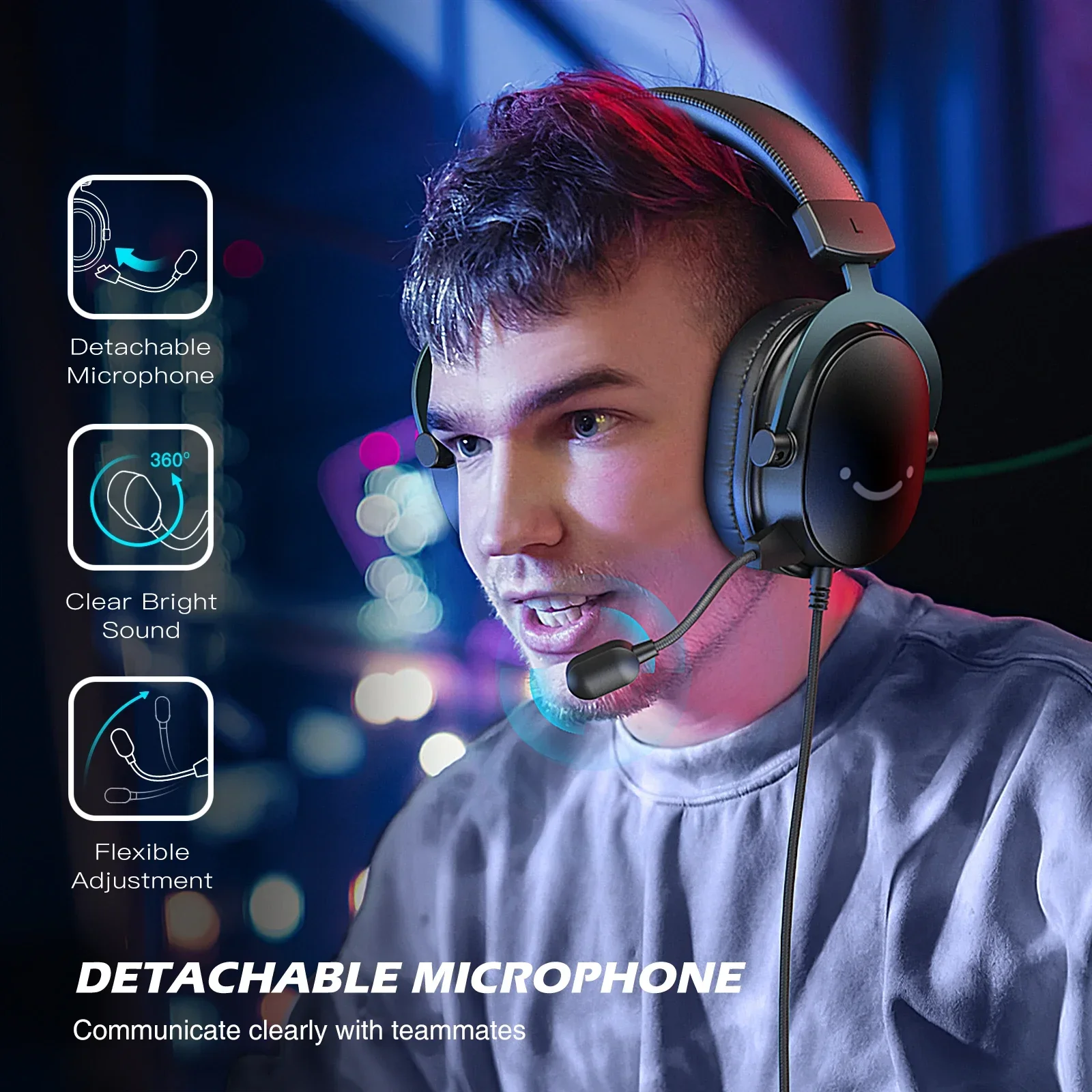 

2025 1Pcs Headset,3.5 mm jack&USB Headphone with 7.1 Surround Sound/volum contral/Mute switch for PC/MAC/PS4/PS5/XBOX Mixer-H9