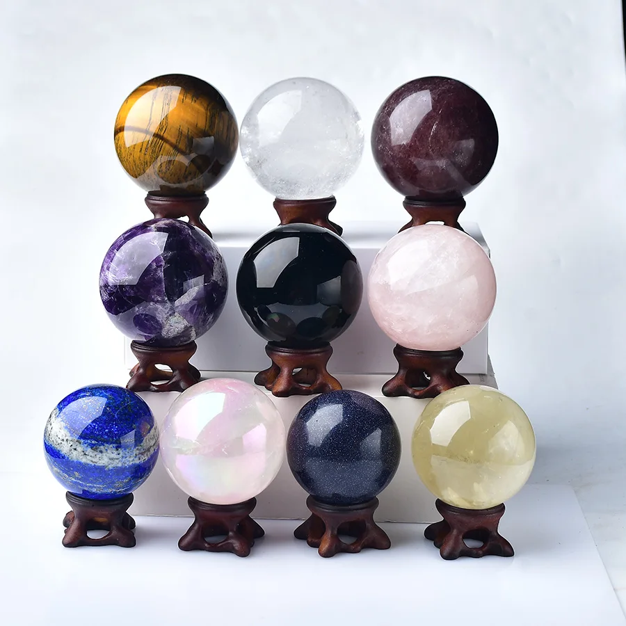 1Set Natural Crystal Ball Polished Random About 3cm Random 7PC Globe Massaging Ball Healing Stone Home Decor Exquisite DIY Gift