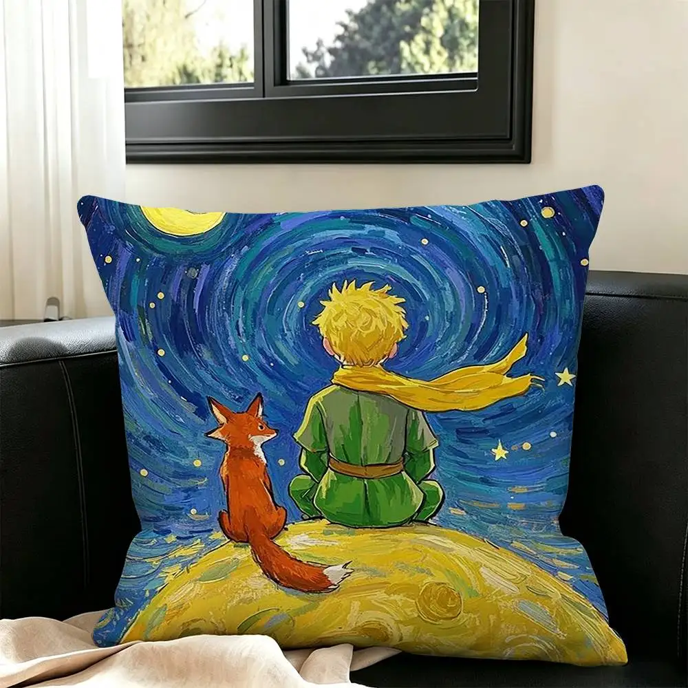 Classic L-Little P-Prince-p  Square Double-Sided printed Pillow Case Bedroom Bedside Pillow Sofa Cushion Cover