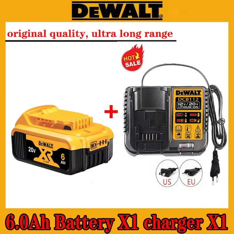 Dewalt 20V 6.0Ah rechargeable battery, BDC112 charger, original Dewalt 20V DCB206, DCB205, DCB200 tool power battery DCB609