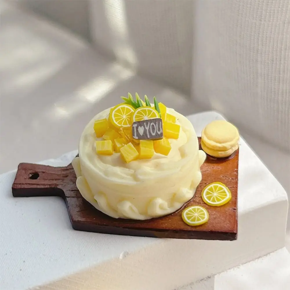 Creme modelo de bolo de frutas brinquedos simulação placa de corte modelo de bolo de frutas ornamentos artificial mini simulação brinquedo de cozinha