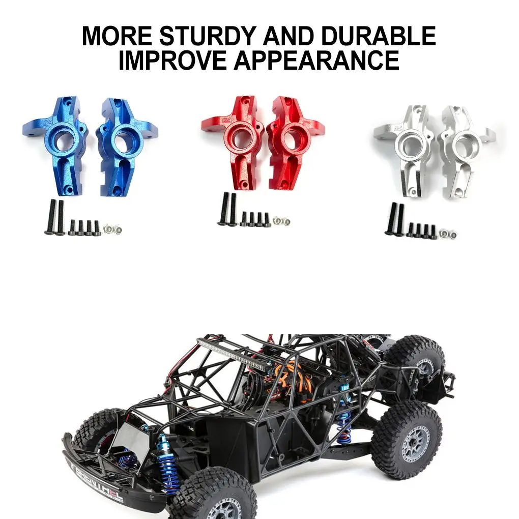อะลูมิเนียมอัลลอยด์ 1/10 ชุดตัวยึดเพลาพวงมาลัย 2 ชิ้น บล็อกพวงมาลัยทนทาน สำหรับรถ LOSI Baja Rey 4WD RC สีแดง