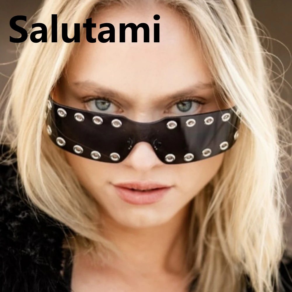 2026 New Fashion Dark Punk One-Piece Hollow Exaggerated Sunglasses Unisex Party Cyber Shades Performance Sun Glasses Shades