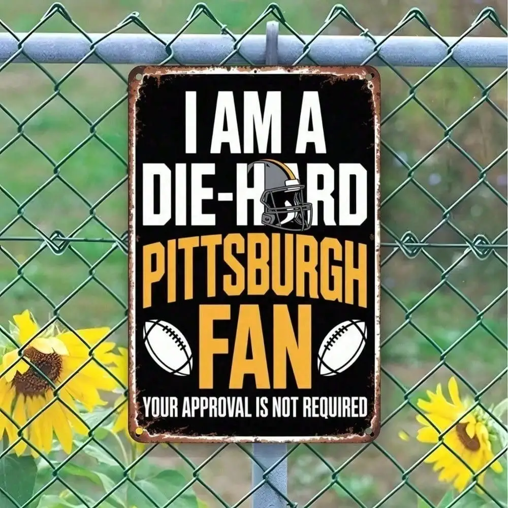 Pittsburgh Steelers Metal Tin Sign | Vintage NFL Wall Decor for Man Cave Bar Home Kitchen