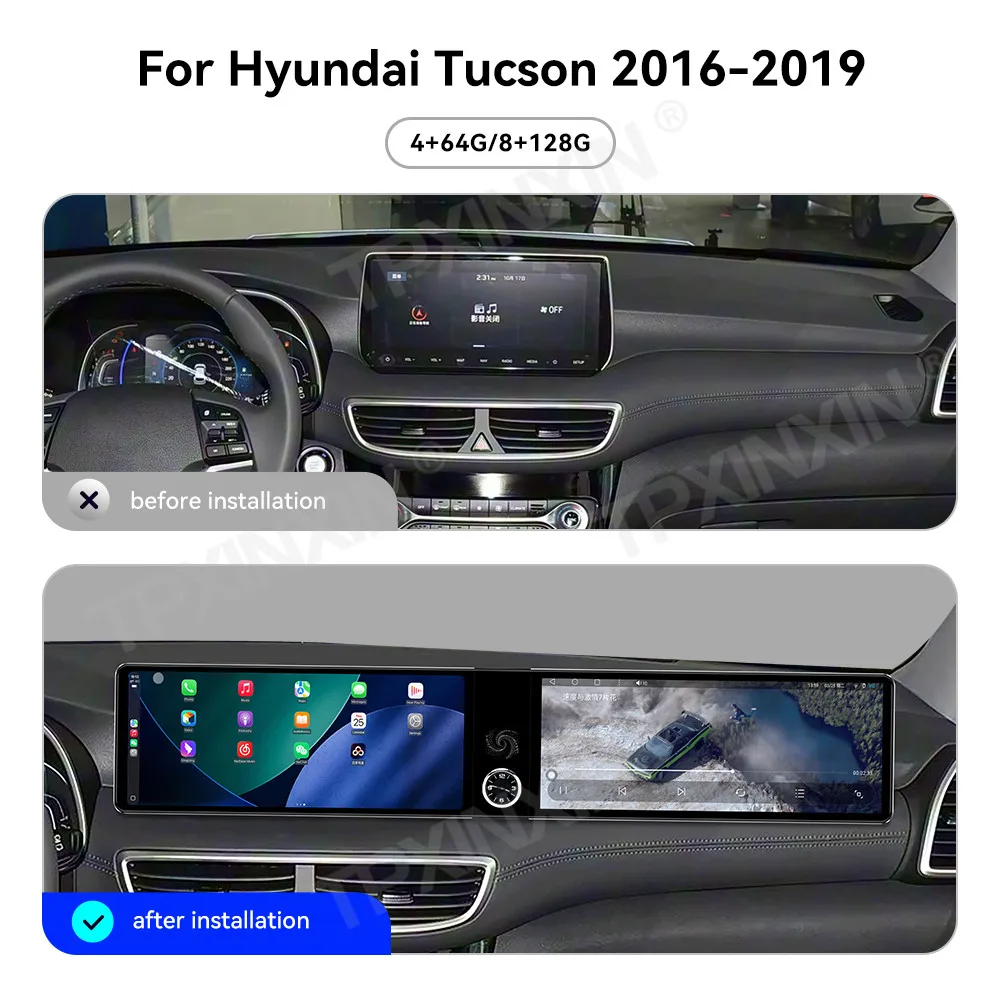 

12.3" Dual Screen Car Radio For Hyundai Tucson 2016-2019 Car Multimedia Video Player Stereo GPS Navigation Auto Parts Head Unit
