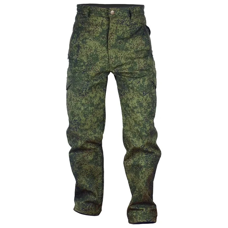 Jaqueta tática impermeável do exército e calças de carga para homens, roupas de lã, capa macia, bolso múltiplo, pele de tubarão, inverno, 2 peças