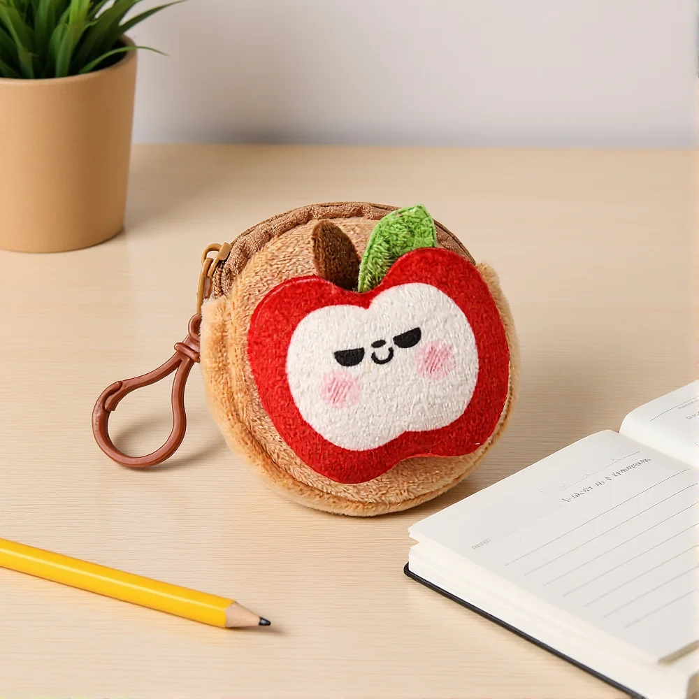 Fruit Vegetable Shape Coin Purse Cute Cartoon Plush Bag Tear-Resistant Wallet Headphone Key Storage Bag For Kids Girls Gift