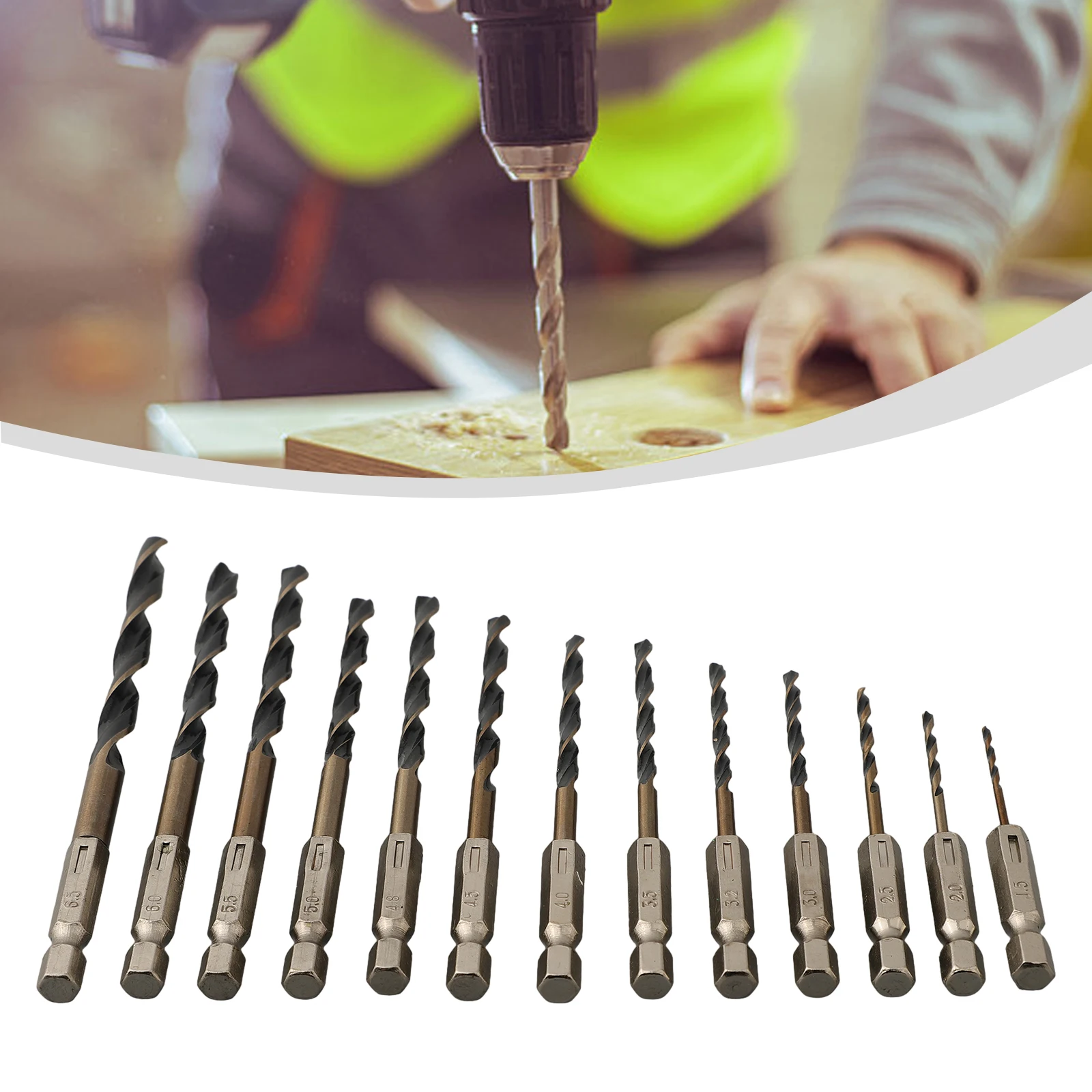 High Quality Practical Drill Bit 1.5-6.5mm 1/4 Hex Shank 13pcs Accessory 6.35mm Shank Adapter High Speed Steel