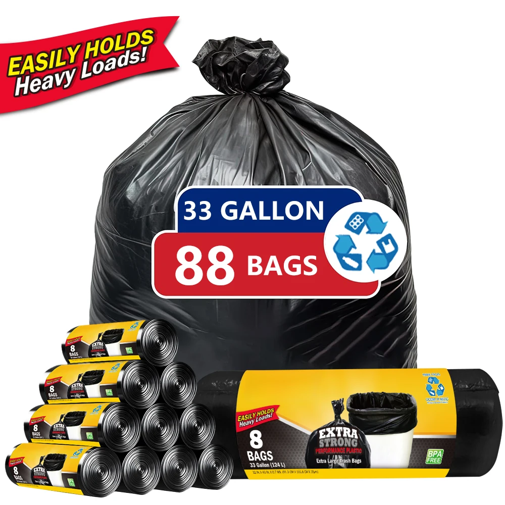 Xtratuff Tall Kitchen Trash Bags 33 Gallon Black Trash Bag Unscented BPA FREE 120 Count Garbage Bags Strong Rubbish Bag