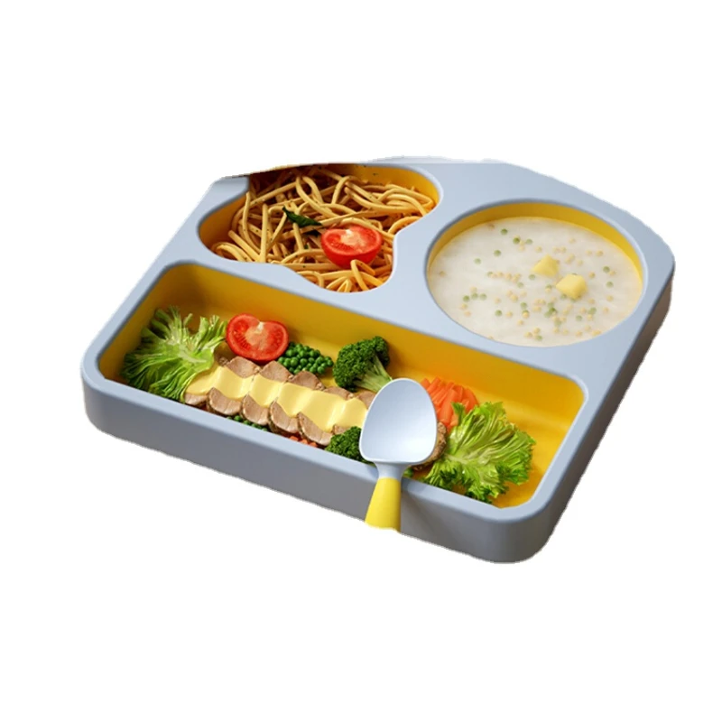 

HXL Dinner Plate Suction Cup Tableware Set Self-Eating Compartment Tray Silicone Food Supplement Bowl Plate