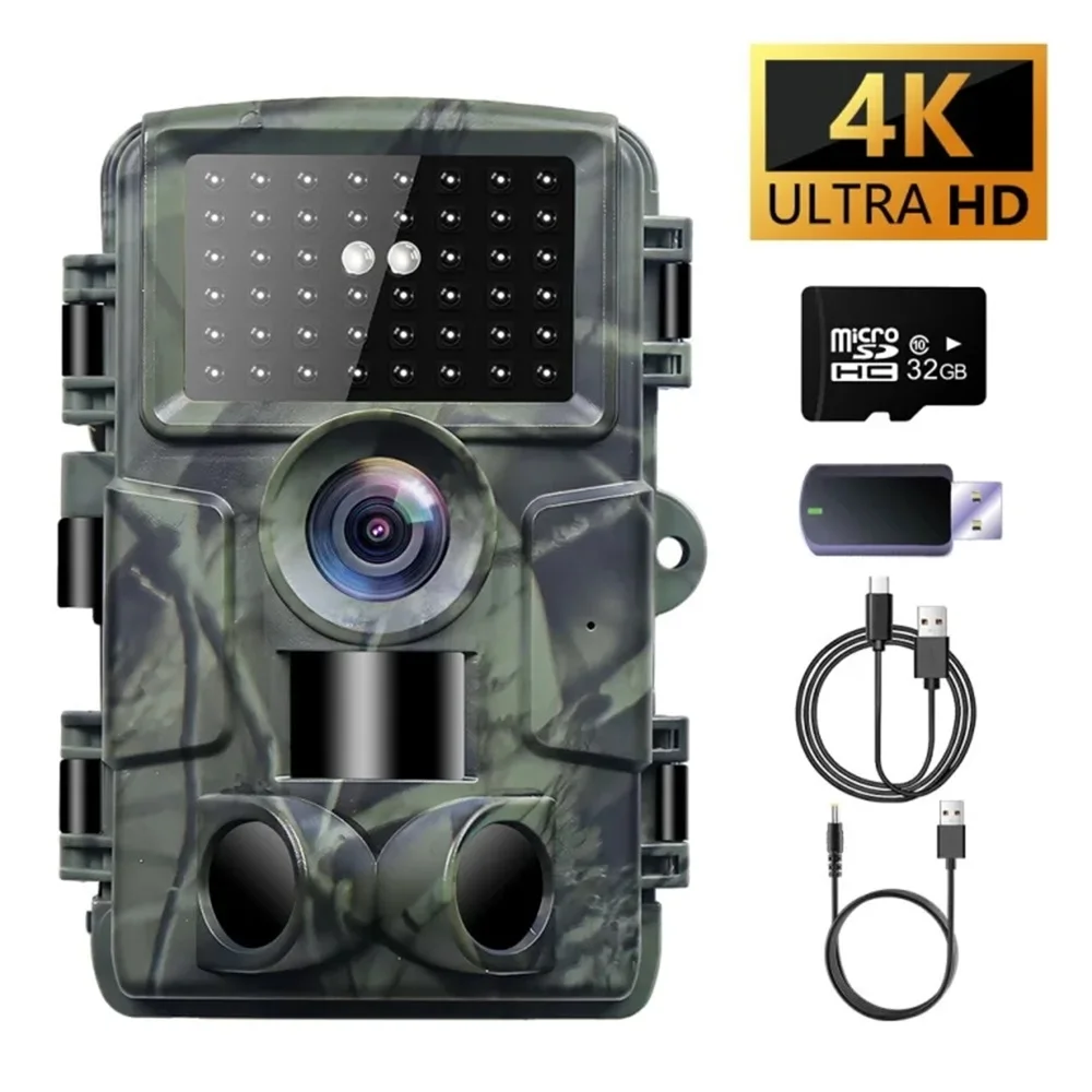 

PR4000 HD 2.7k Video 60MP Photo Trail Camera Vision Hunting Camera IP66 Waterproof 34pcs LED Monitoring Home Security Device