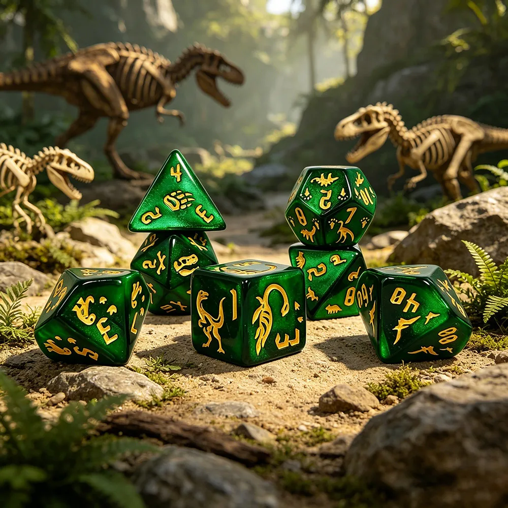 7 Sets Dinosaur Theme Dice + One Dragons Toy DND RPG MTG Dice Games Toys Multi-Color Dice Set for Dungeons Dragons Game Dice view 5