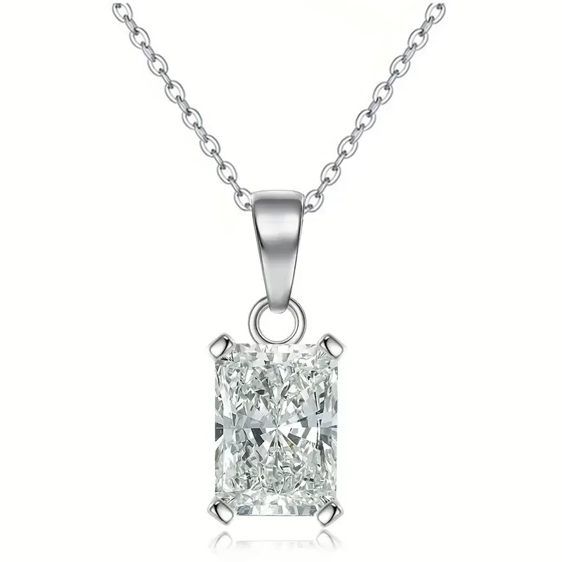 2026 New European and American Design Square Diamond Necklace for Women's Creative Personality Geometric Jewelry Accessories