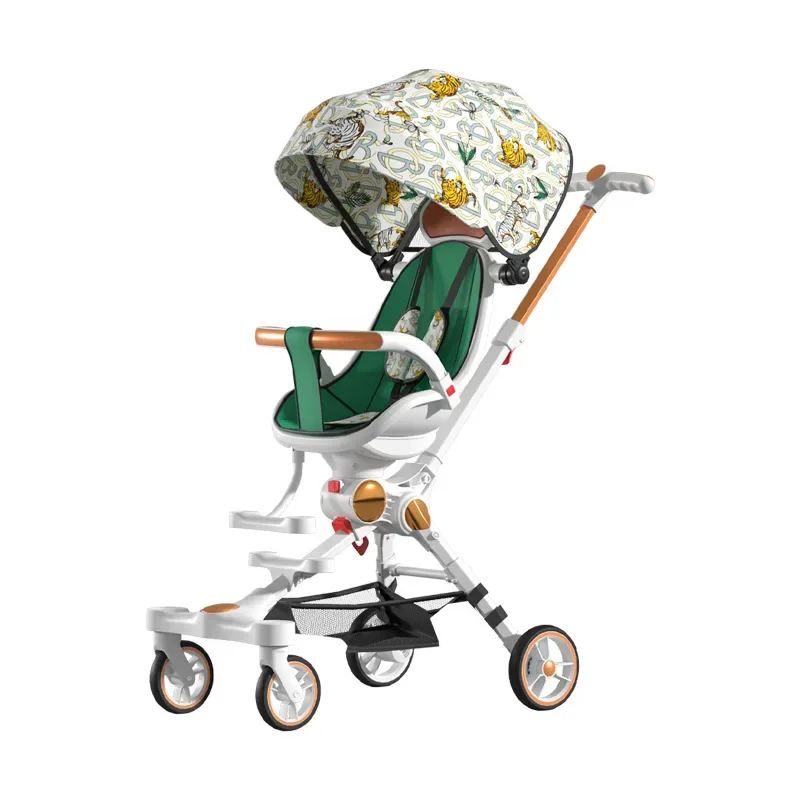 Lightweight Baby Stroller High Landscape Folding Travel Stroller Newborn Baby Two-way Swivel Seat Shock Absorption Stroller