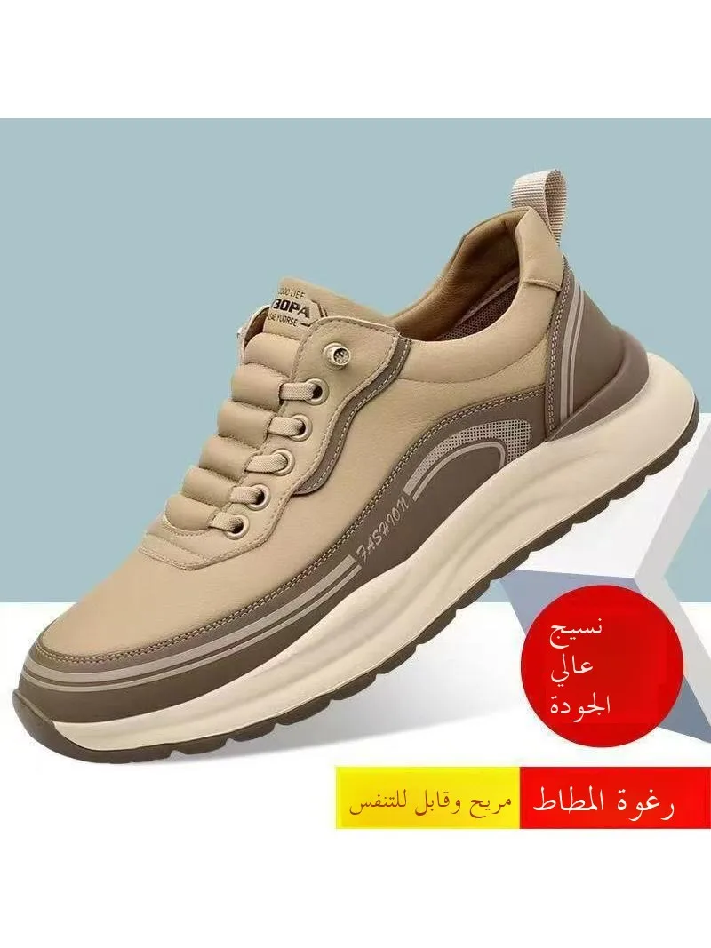 New Men's Comfortable Breathable Casual Shoes Fashionable Lightweight Anti-slip Wear-resistant Waterproof Leather Surface Kit...