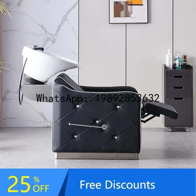 

CC 04Shampoo bed Barber shop Physiotherapy ceramic basin with drill semi-reclining punch bed