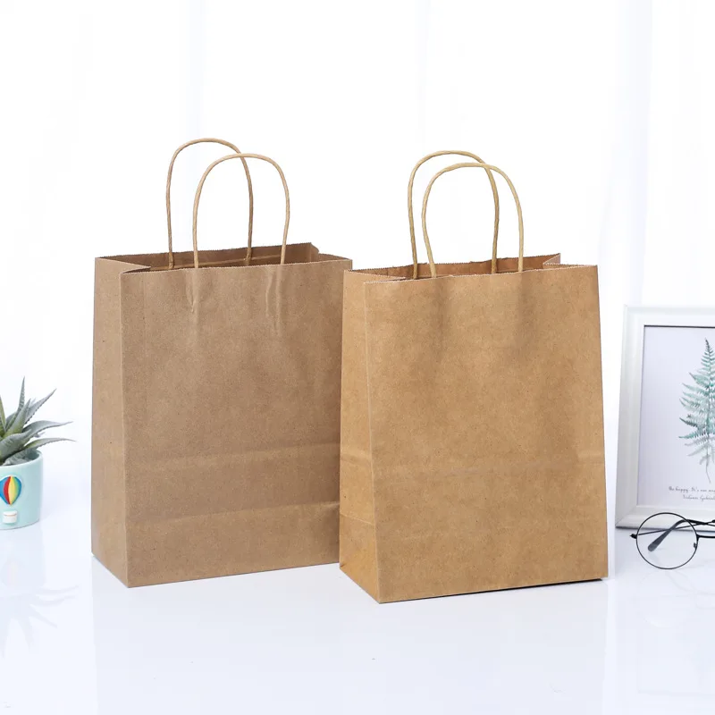 2025customized.Business MiniScan Kraft Paper Bag Coffee Milk Tea Take-Away Catering Hot Stamping Surface Custom Pa