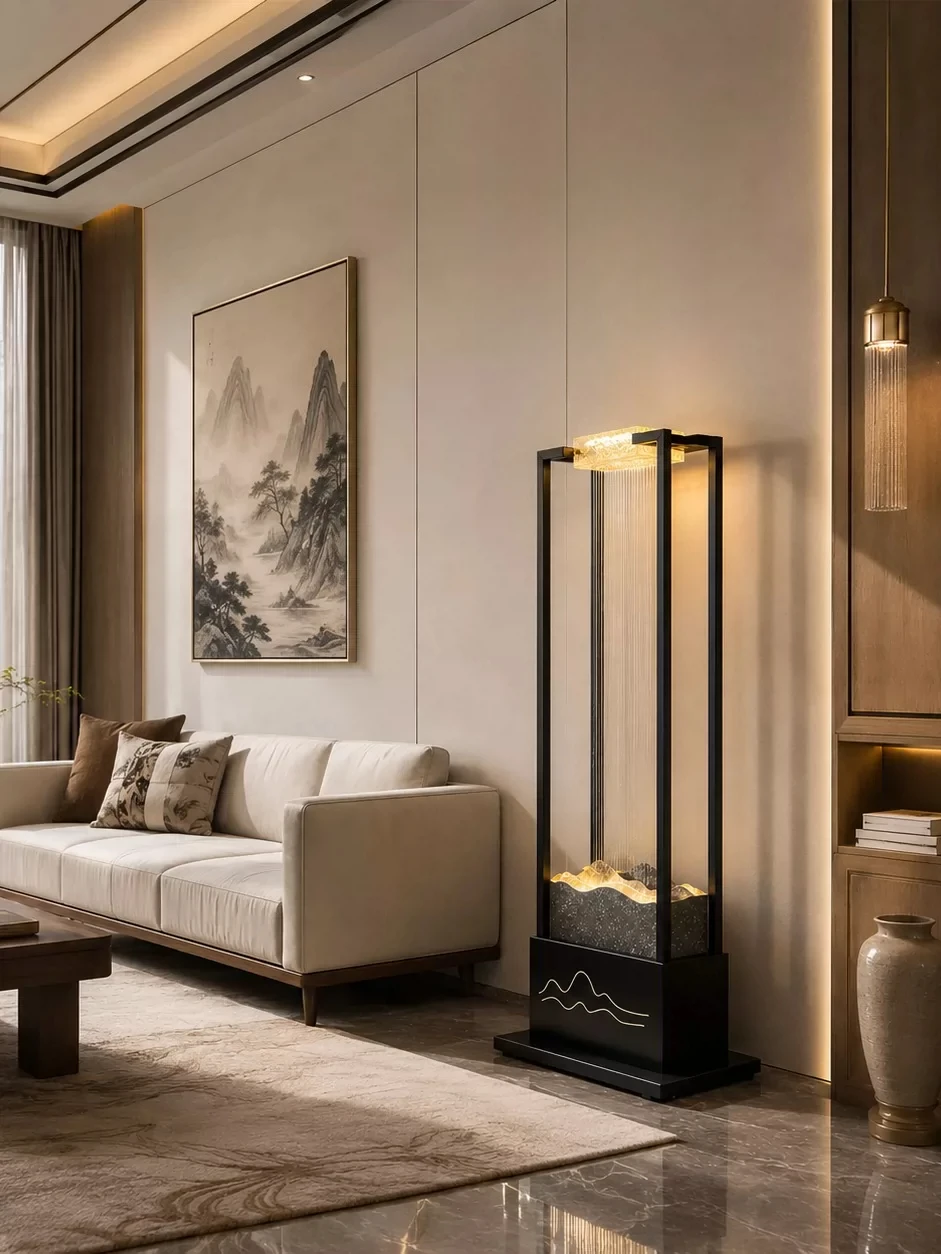 For Stainless Steel Water Fountain with Light, Office & Living Room Circulating Decor
