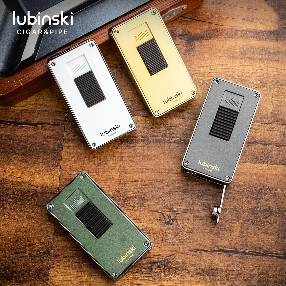 Newly Designed LUBINSKI Multi·functional Adjustable Lighter with Dual Straight Flush Cigar Lighter and Hole Opener