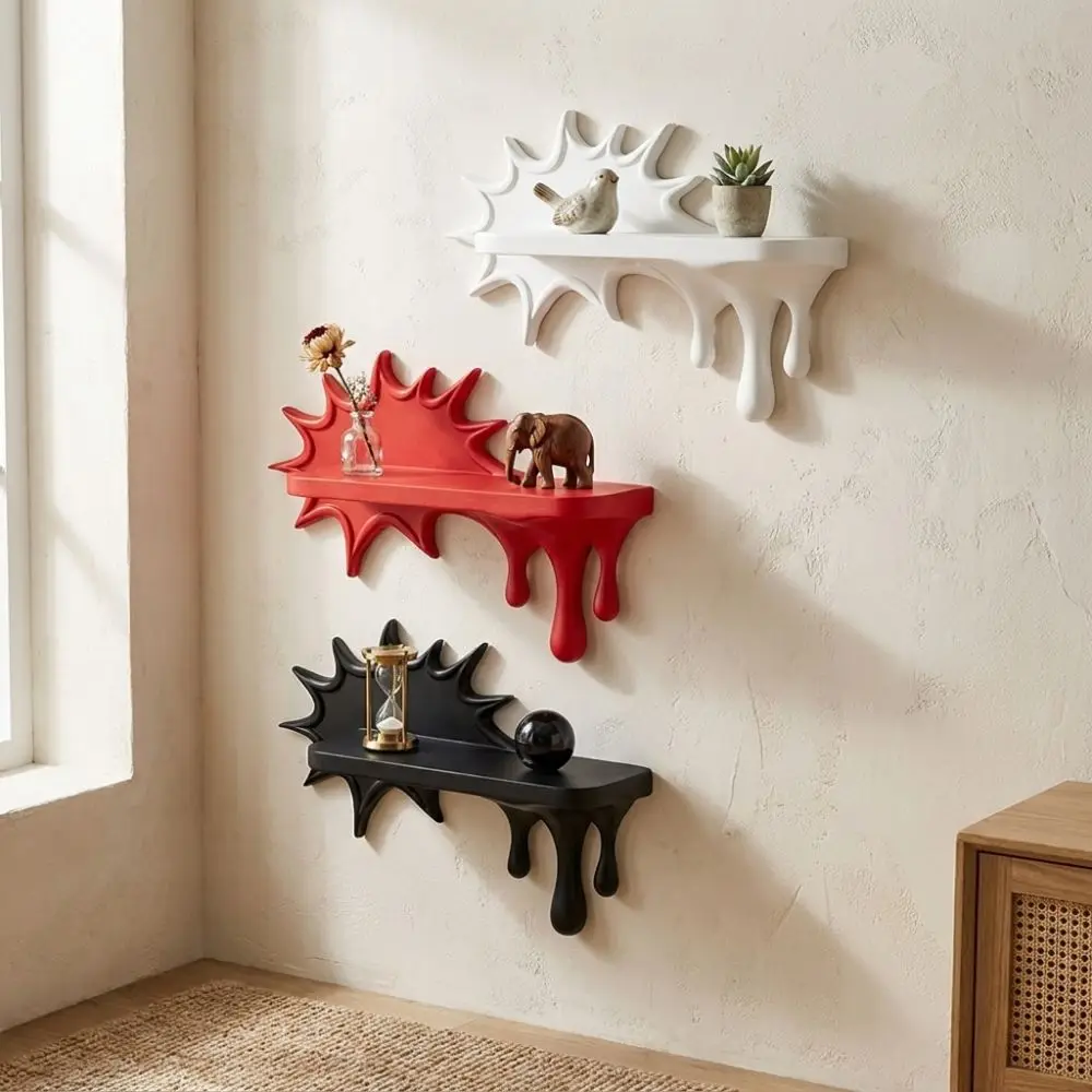 3D Printed Burst Dripping Shape Wall Shelf Irregular Shape Wall-Mounted Melting Display Rack Artistic Plastic Decorative Shelf