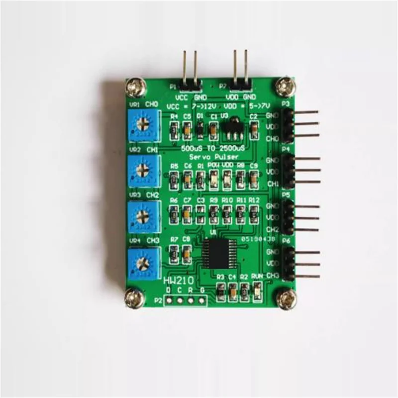 

Четыре независимых модуля управления сервоприводом, тестирование сервоприводов, потенциометр 500uS~2500uS, регулируемый