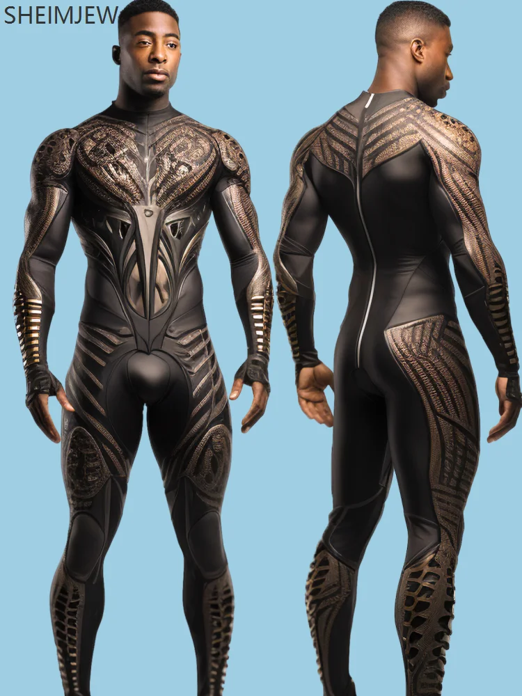 

Mechanical Cyberpunk Bodysuit Men Zipper Bodysuit Zentai 3d Bodysuit Halloween Party Cosplay Costume Lycra Stretch Jumpsuit 2025