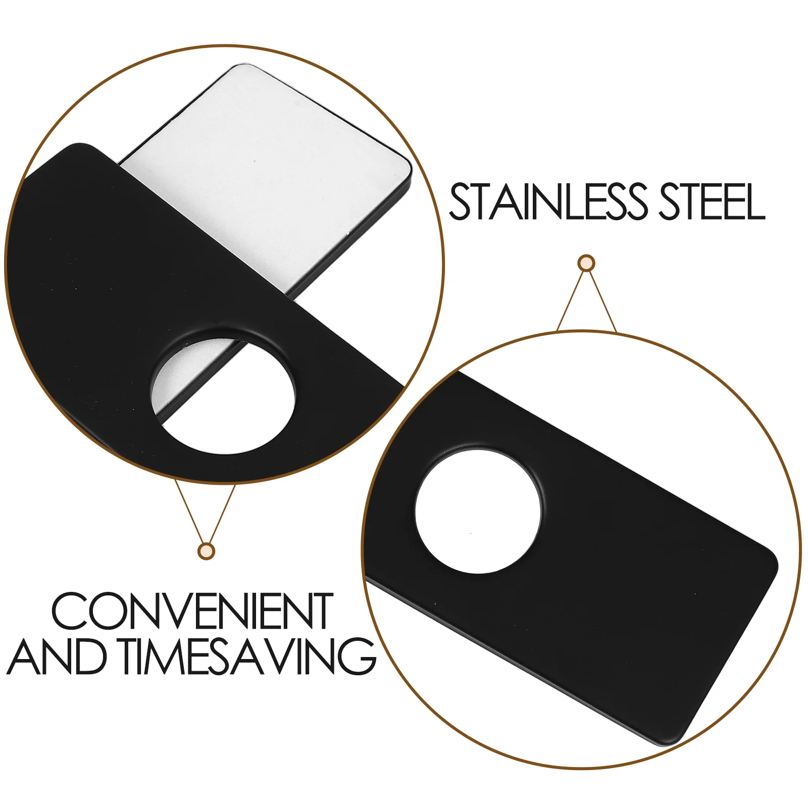 2 قطعة صنبور Escutcheons مستطيل بالوعة ثقب يغطي الفولاذ المقاوم للصدأ سطح السفينة لوحات الحمام المطبخ صنبور حوض خلاط أسود #3