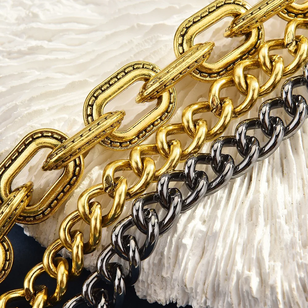 Detachable Clasps Metal Bag Chain Strap Vintage Hip Hop Style Purse Replacement Chain Metal Bag Decor Accessory