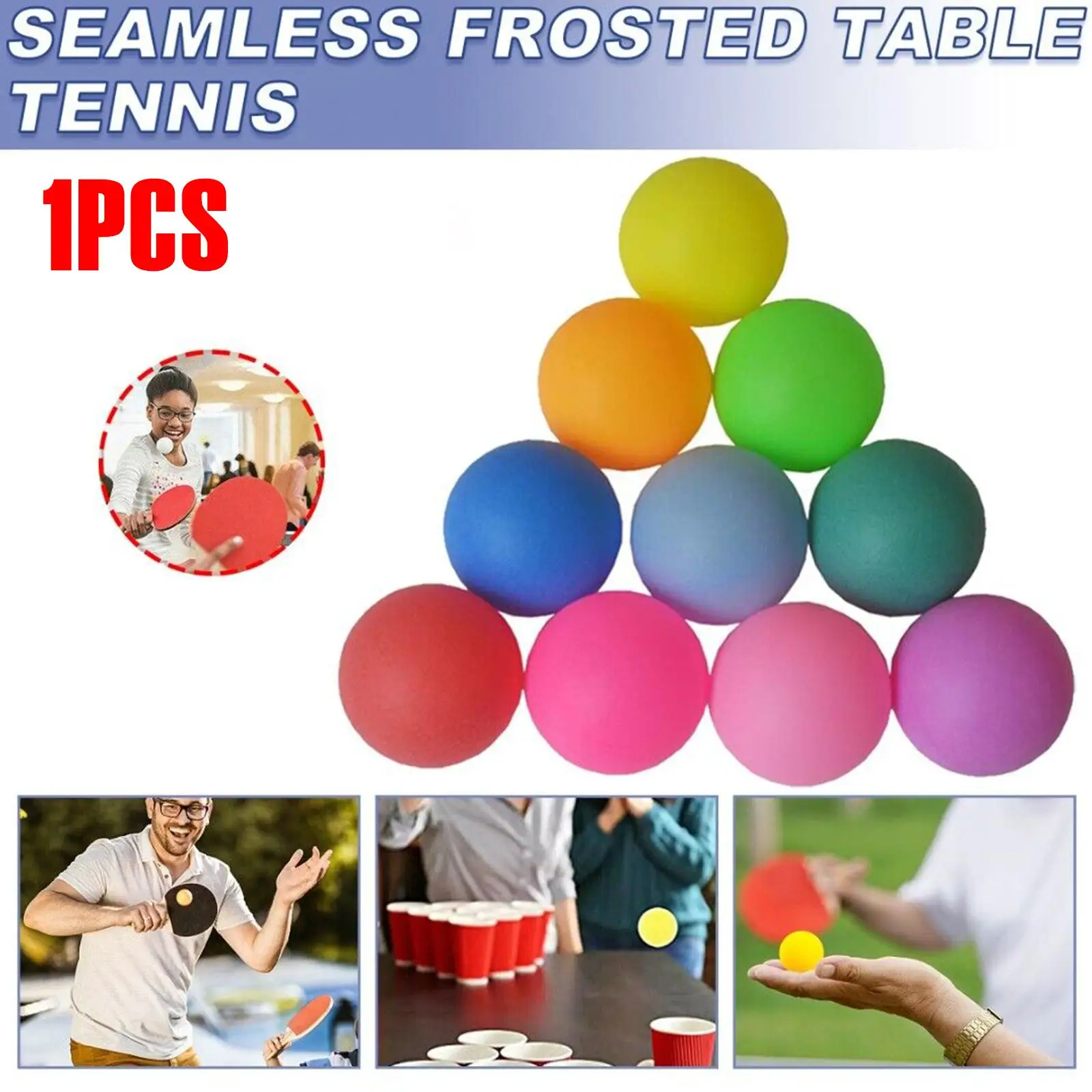 1pcs Color Random Colored Table Tennis Balls Matte Colored Table Tennis Ball 40mm PP Plastic Luminous Ping-pong Ball 2026