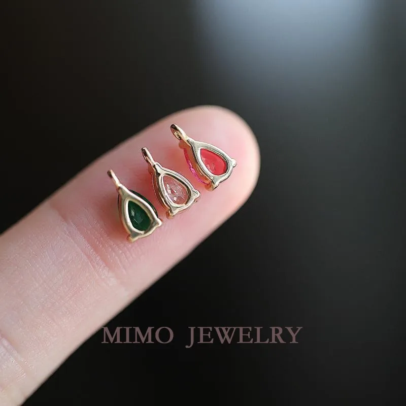 

Colorful Mini Water Droplet Edging Charms Pendant Supplies DIY Hand Brass Gold Plated Accessories 6x4mm