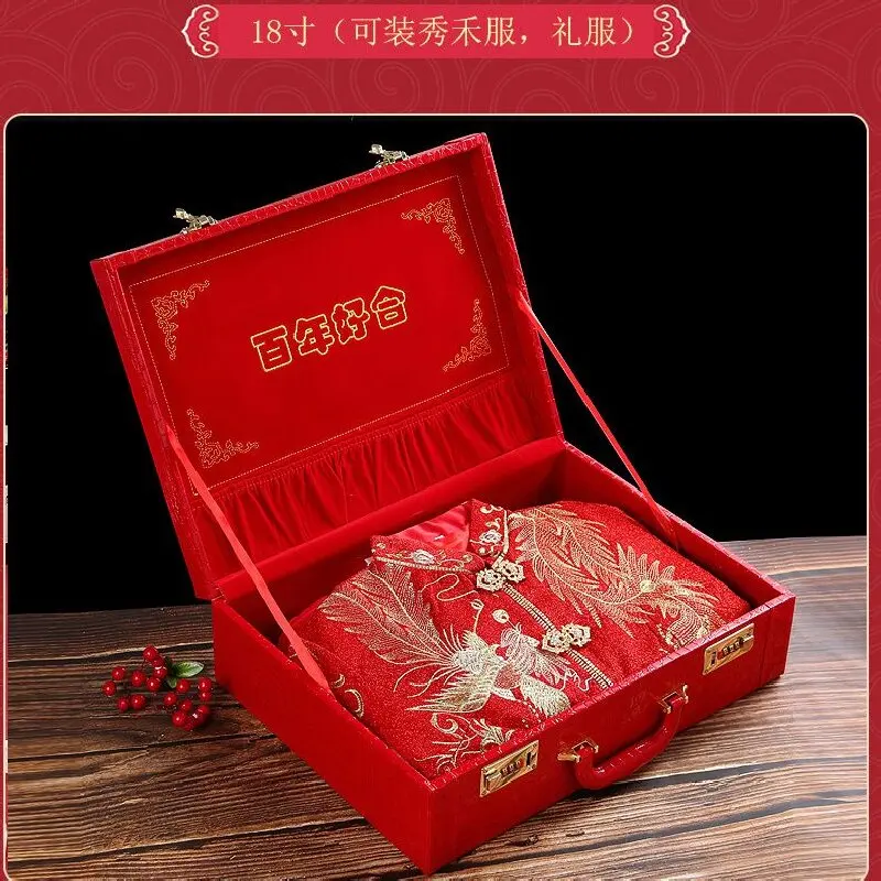 Custodia per fidanzamento regalo in stile nazionale cinese Dote di nozze Scatola portaoggetti portatile in pelle per documenti 12 pollici 36X25X11CM