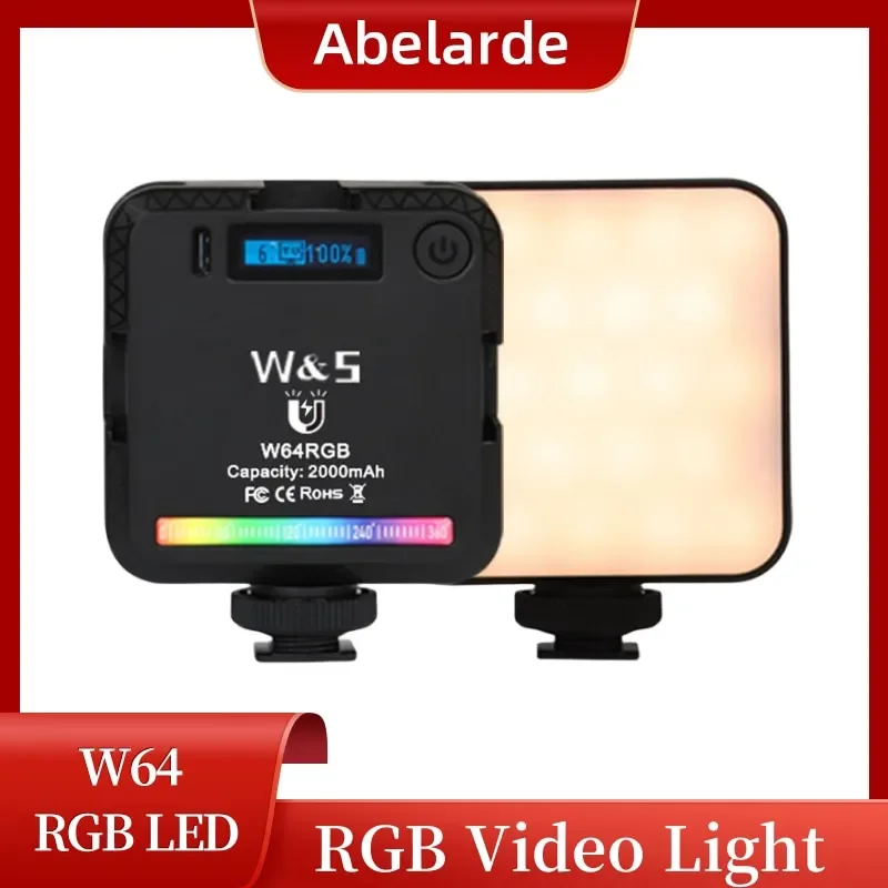 W64 Pocket LED Selfie RGB Video Light 2500-9000K Mini Fill Light 2000mAh Camera Mini Full Color Hot Shoe Pocket Light