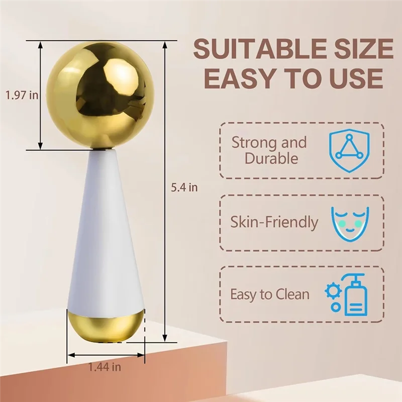 A66T-Ice Globes für Gesicht und Augen, kalter Stab, Gesichtsmassagegerät, rotierender Eisball aus Edelstahl