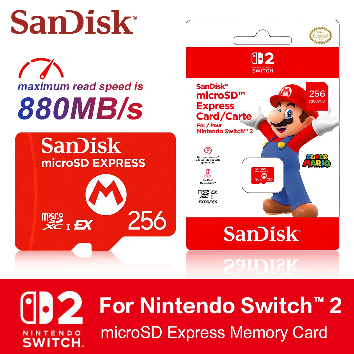 ¿Por qué elegir la tarjeta microSDXC EX de SanDisk para tu Nintendo Switch 2?