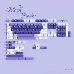 Black Swan Keycap 142 Keys Cherry Profile PBT Lightproof DYE Sublimation Key Caps For Gateron Mx Switches Mechanical Keyboard