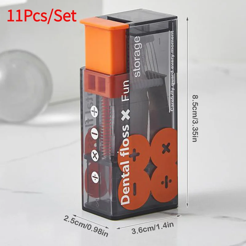 11Pcs/Set Dental Floss Dispenser Containing 10Pcs Floss Dental Floss Storage Box Auto Refillable Oral Hygiene Care Floss Pick.