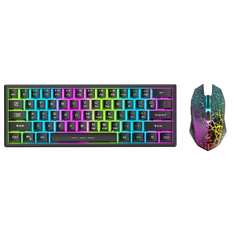

T61 charging wireless keyboard and mouse set 61 keys luminous wireless game keyboard and mouse set 60%